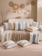 Boho Chenille Tufted Couch Throw Pillow Covers 18x18 Inch Set of 2 Farmhouse Striped Decorative Pillow Covers Accent Neutral Square Pillowcase Green Cushion Covers for Livingroom Sofa Bed