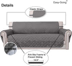 Easy-Going Reversible Couch Cover for 3 Cushion Couch Sofa Cover for Dogs Water Resistant Furniture Protector Cover with Foam Sticks Elastic Straps for Pet Cat (Sofa, Gray/Light Gray)
