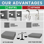 Grey Shower Curtain and Liner Set - 230GSM Waffle Weave Textured Heavy Duty,Hotel Luxury Weighted Bath Curtain,71W x 74H