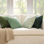 MIULEE Boho Farmhouse Sage Green Throw Pillow Covers 18x18 Inch Set of 4 Mordern Nordic Cushion Covers Soft Corduroy Spring Home Decor for Couch Bed Sofa Living Room Forest Green