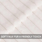 Pack of 2 Faux Fur Christmas Throw Pillow Covers 18x18 Inch, Soft Plush Striped Neutral Couch Pillow Cover, with Velvet Back Modern Home Decor for Sofa Living Room Couch Bed Cream White