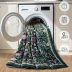 8x10 Area Rugs for Living Room: Floral Washable Rug Vintage Large Soft Boho Non-Slip Carpet Indoor Floor Stain Resistant Carpets for Bedroom Dining Room Farmhouse Nursery Home Office Dark Green